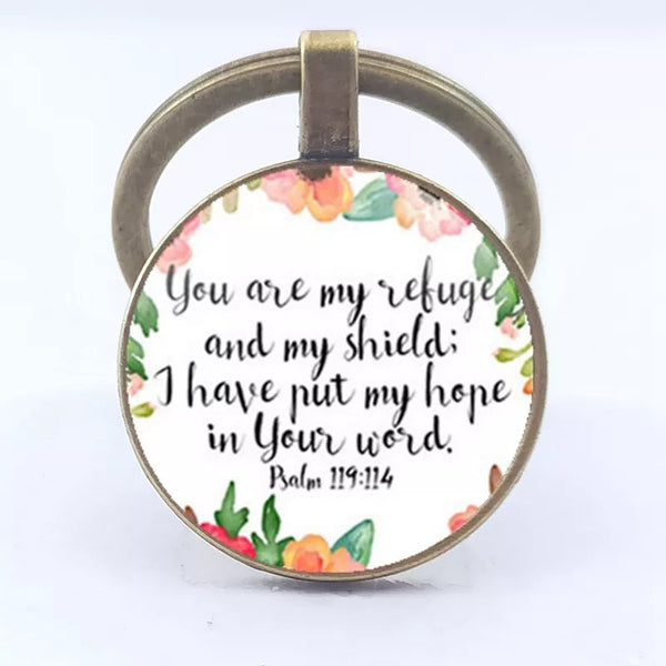 Bible verse floral key holders/chains