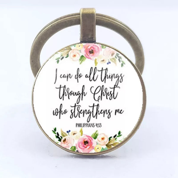 Bible verse floral key holders/chains