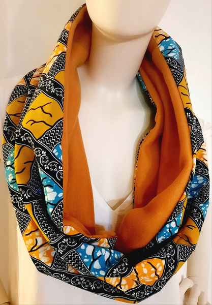 Ankara fleece lined cotton Scarf/snood