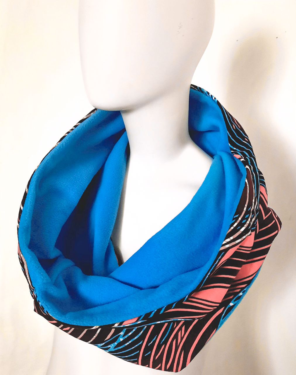 Ankara fleece lined cotton Scarf/snood