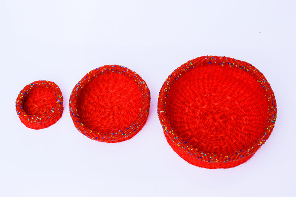 Beaded Basket. A set of 3