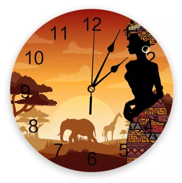 African Sun Set silhouettes clocks.