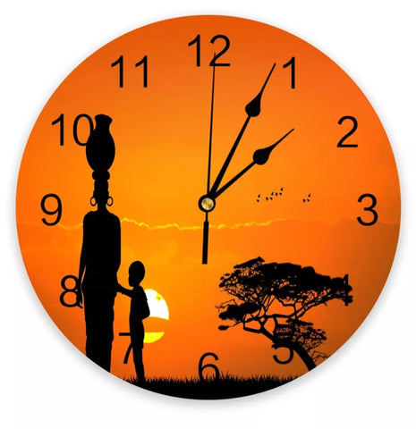 African Sun Set silhouettes clocks.