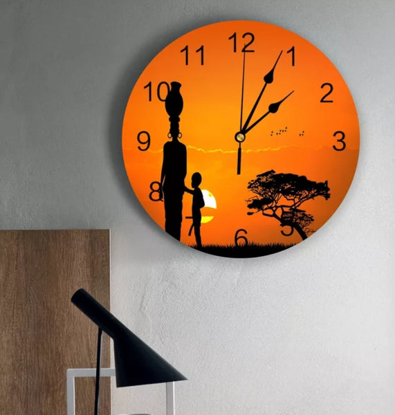 African Sun Set silhouettes clocks.